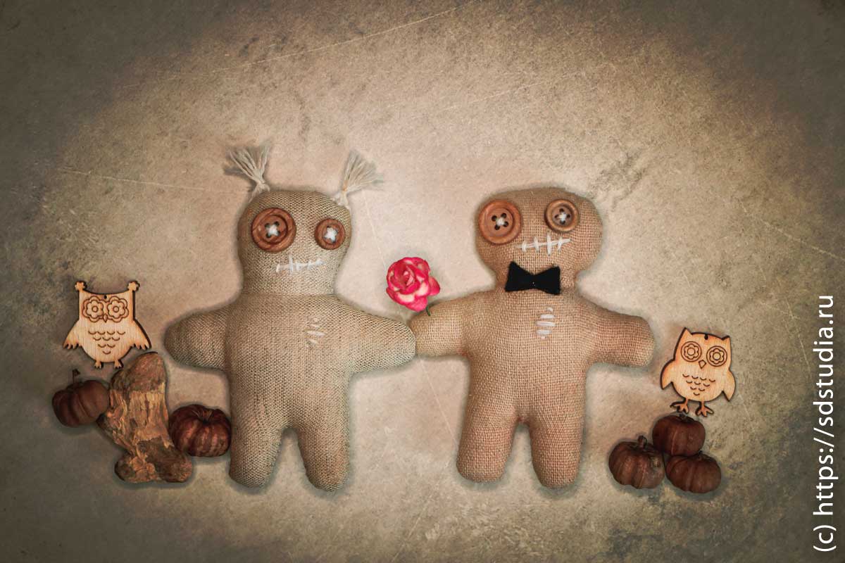 Текстильная куколка вуду своими руками из льняной ткани