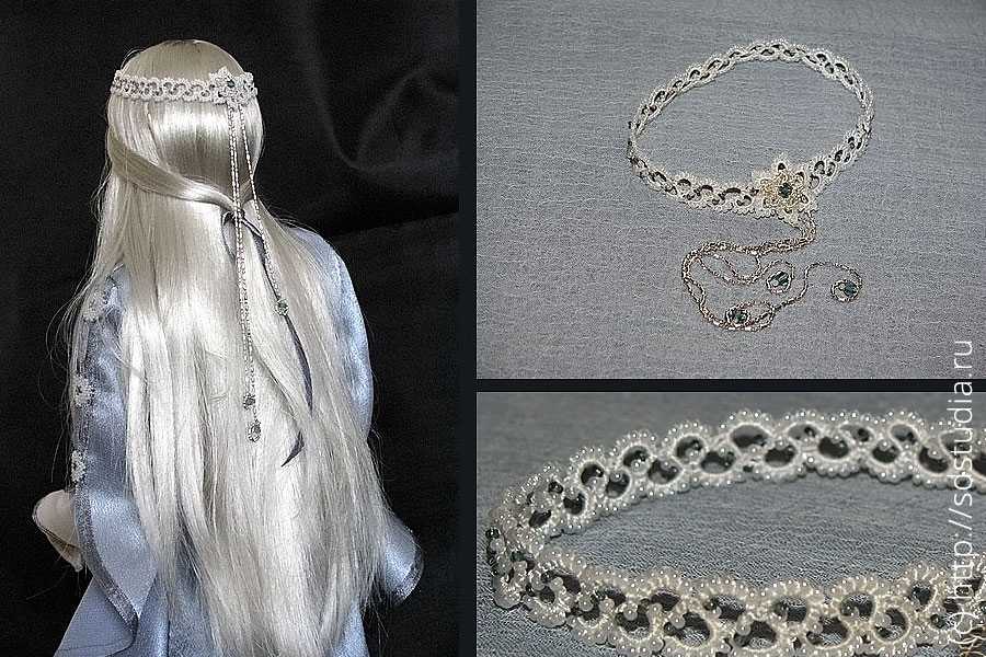 Венец кукольный в технике микрофриволите