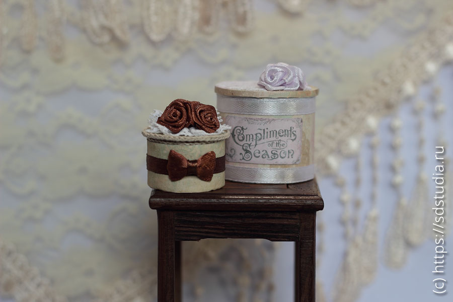 Круглые миниатюрные коробочки ручной работы для кукольных аксессуаров