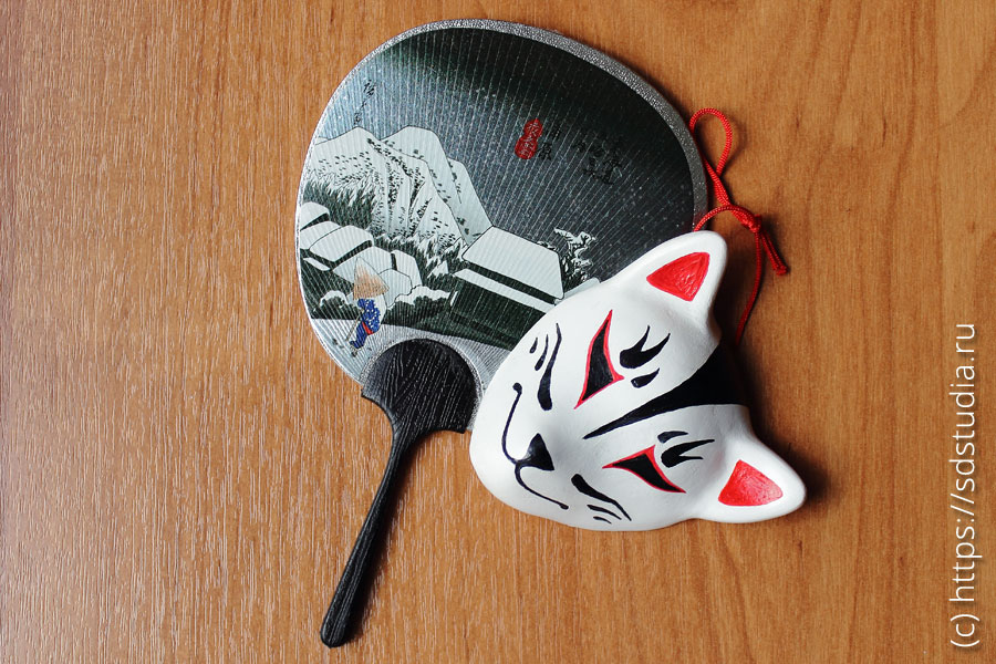 Маска Кицунэ миниатюрная, для куклы в национальном японском костюме