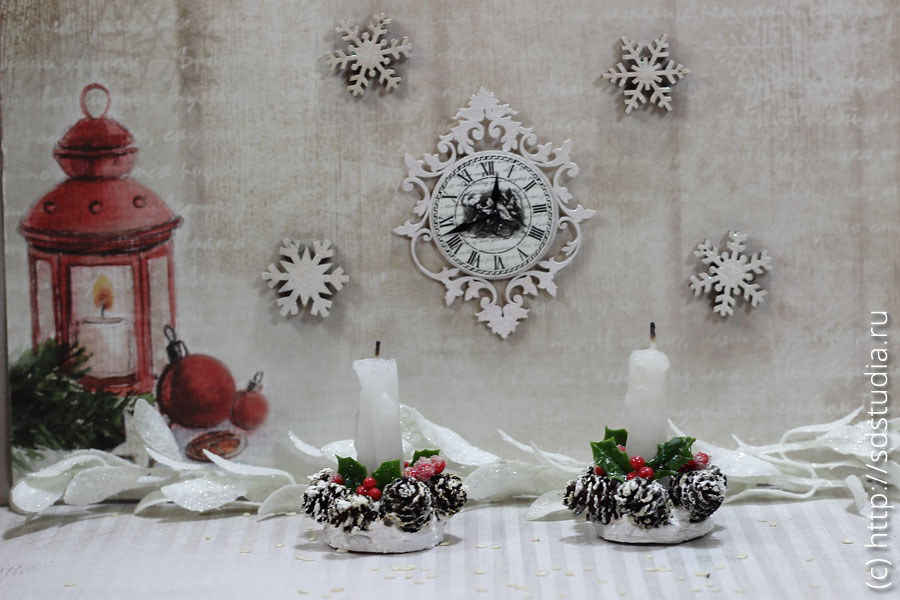 Кукольные миниатюрные подсвечники новогодние