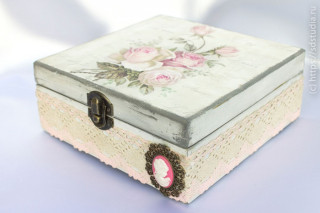 Декупаж в стиле Шеби-шик, шкатулка
