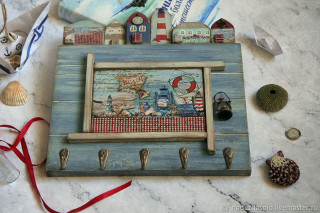 Декупаж в морском стиле, ключница