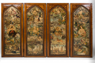 Старинная ширма, декорированная в технике декупаж