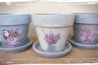 Декупаж в стиле Прованс, цветочные горшки