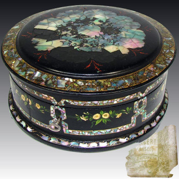 Декоративная китайская шкатулка из папье-маше с инкрустацией