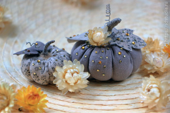 Декоративные тыквы текстильные из льняной ткани