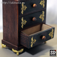 Мебель для куклы миниатюрный комод деревянный формата 1:6