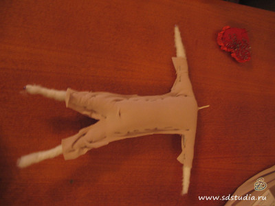 Изготовление каркасной куклы, обшивка каркаса трикотажем