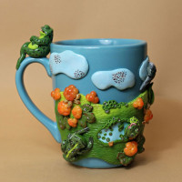 Миниатюра из полимерной глины, декор для чашки