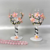 Миниатюра из полимерной глины, декор свадебного бокала