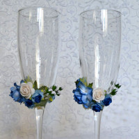 Миниатюра из полимерной глины, декор свадебного бокала