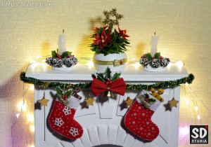 Камин новогодний для куклы