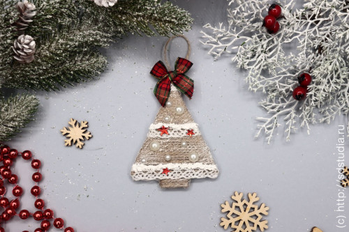 Новогодние игрушки из шпагата, ёлочка