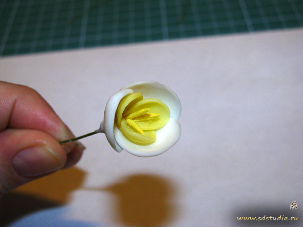 Лепка цветка фрезии из самоотвердевающего пластика Modena вирмы Padico